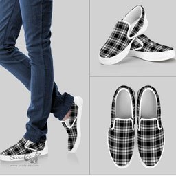 ScotsTee Shop Scottish Menzies Black & White Modern Clan Tartan Slip-on Shoes