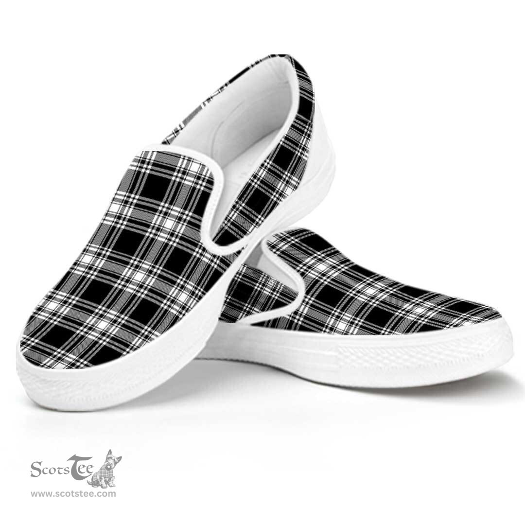 ScotsTee Shop Scottish Menzies Black & White Modern Clan Tartan Slip-on Shoes