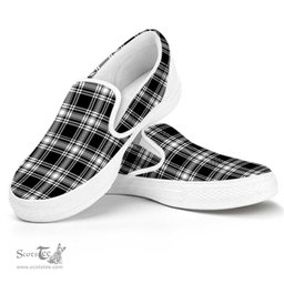 ScotsTee Shop Scottish Menzies Black & White Modern Clan Tartan Slip-on Shoes