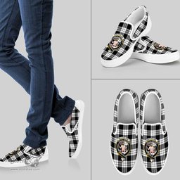 ScotsTee Shop Scottish MacFarlane Black & White Ancient Clan Crest Tartan Slip-on Shoes