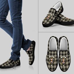 ScotsTee Shop Scottish Menzies Black & White Ancient Clan Crest Tartan Slip-on Shoes