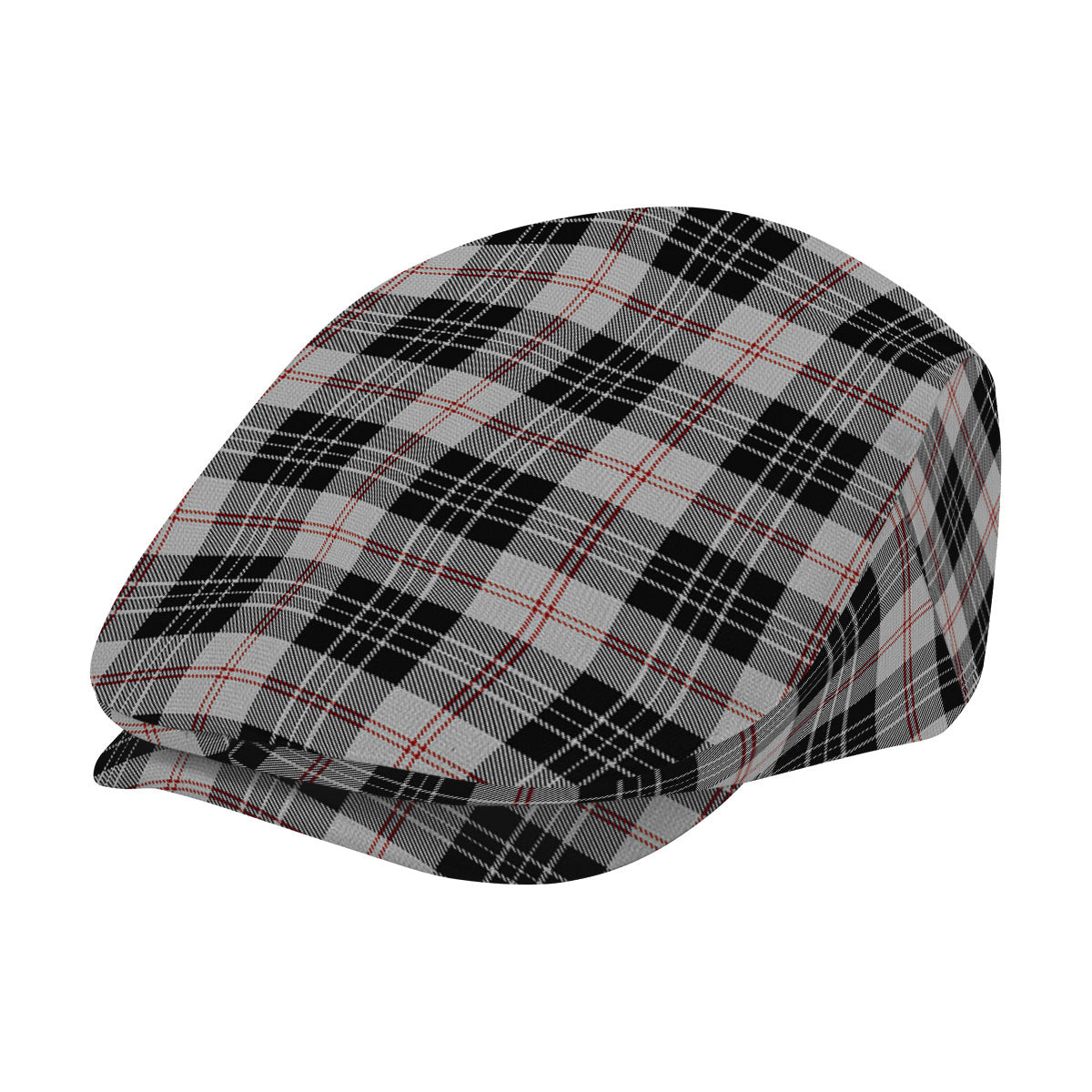 ScotsTee Shop Scottish MacPherson of Cluny Black and White Jeff Cap Tartan Flat Cap