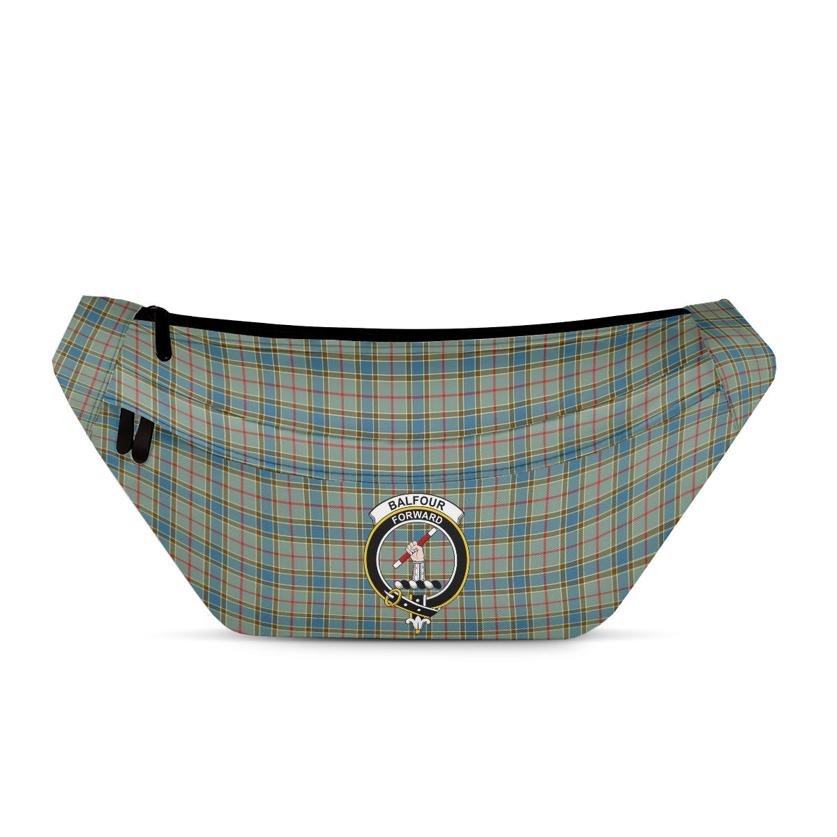 ScotsTee Shop Scottish Balfour Blue Clan Crest Tartan Fanny Pack Plaid Waist Bag