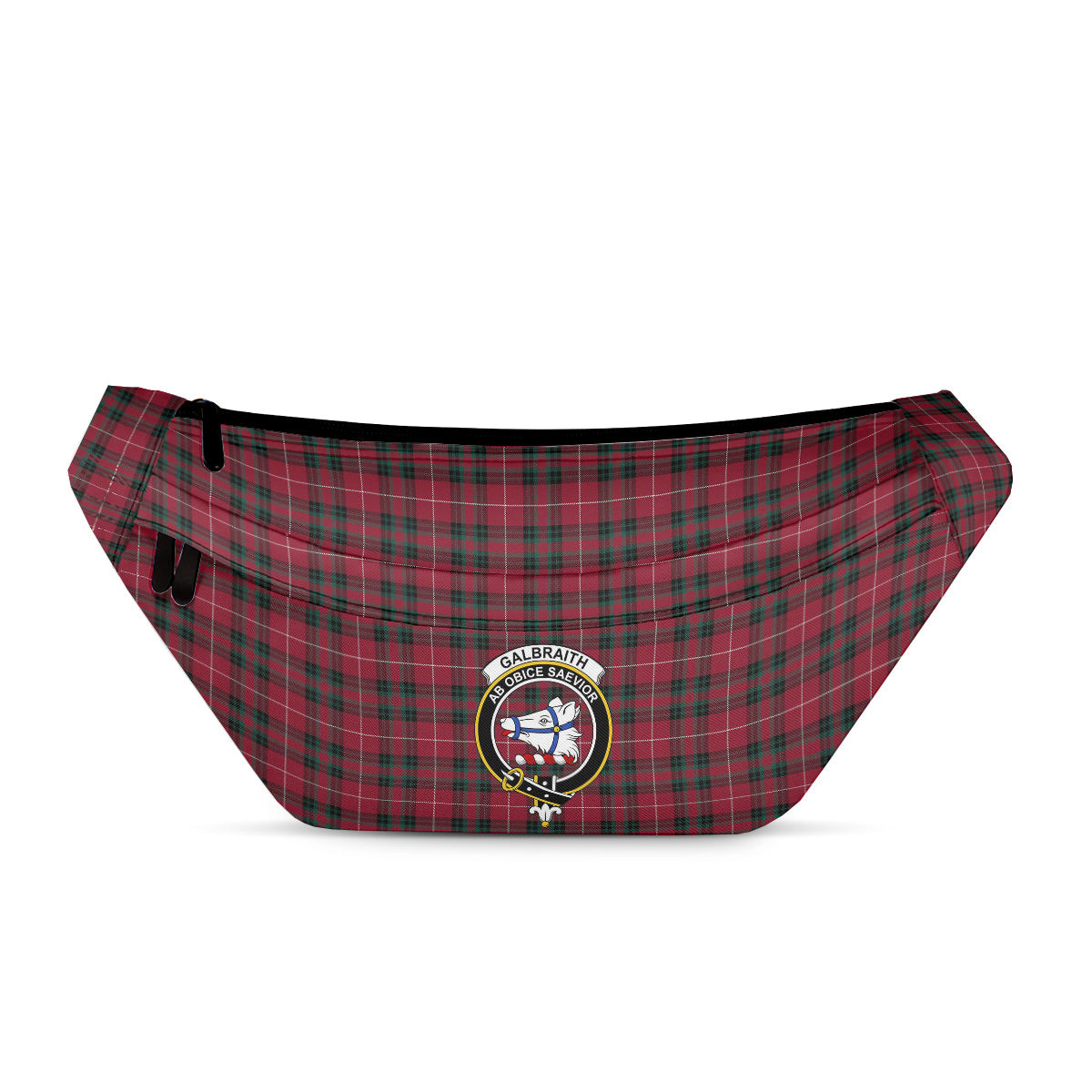 ScotsTee Shop Scottish Galbraith Maroon Modern Clan Crest Tartan Fanny Pack Plaid Waist Bag