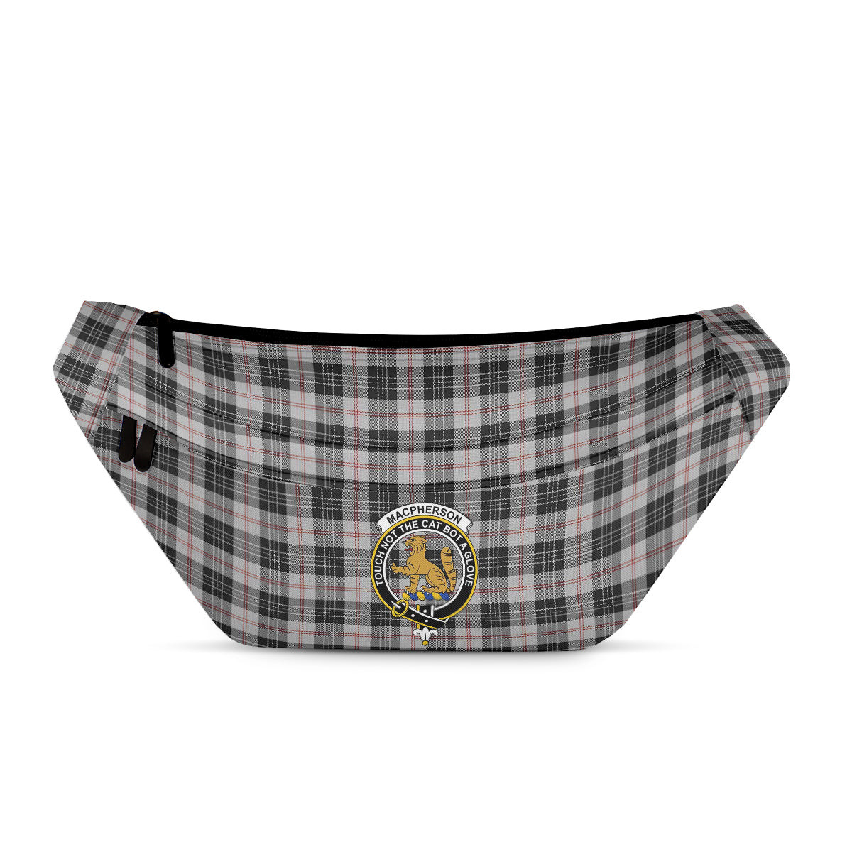 ScotsTee Shop Scottish MacPherson of Cluny Black and White Clan Crest Tartan Fanny Pack Plaid Waist Bag