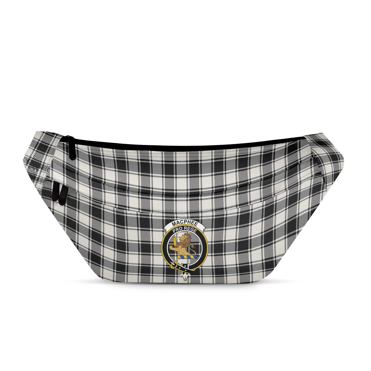 ScotsTee Shop Scottish MacPhee B&W Ancient Clan Crest Tartan Fanny Pack Plaid Waist Bag