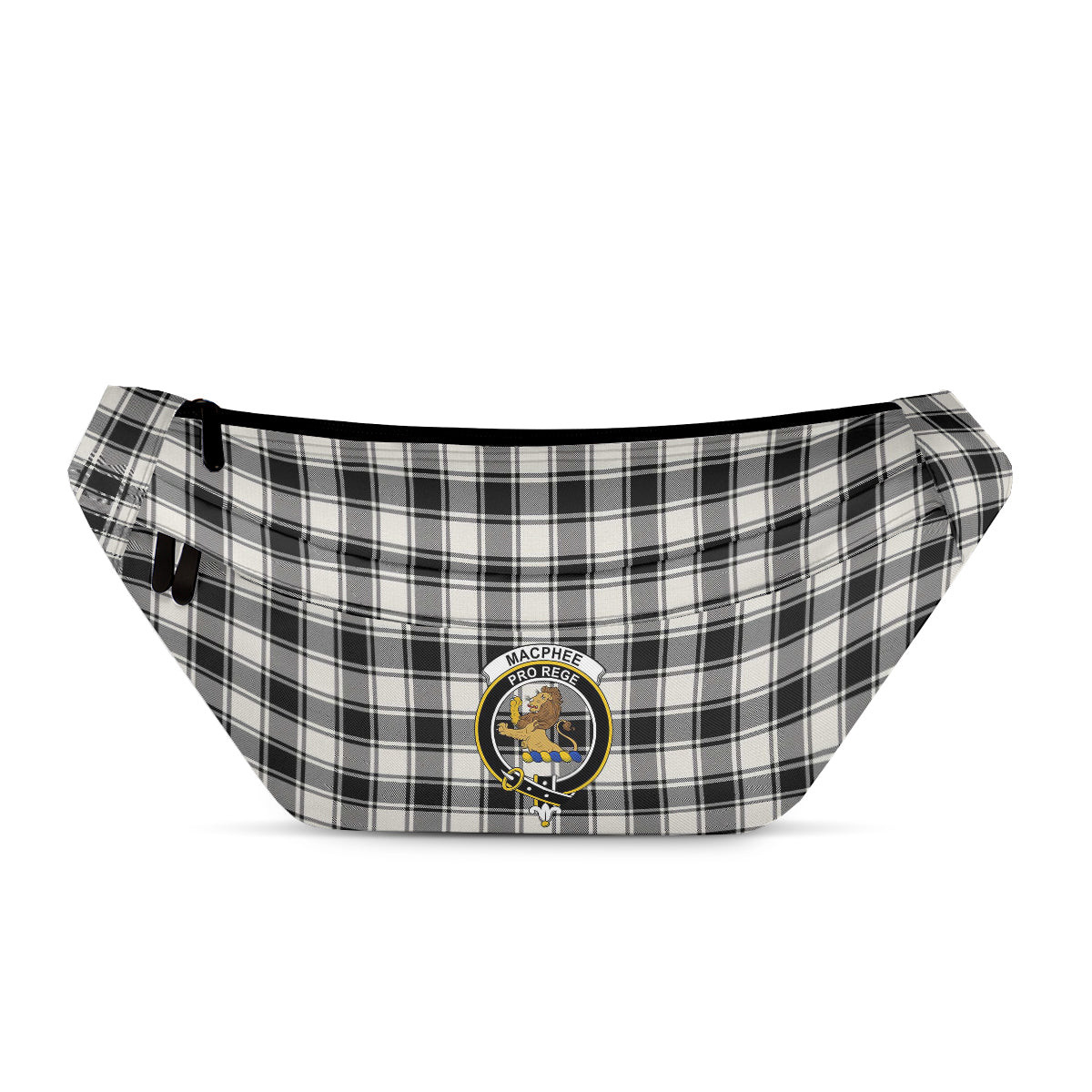 ScotsTee Shop Scottish MacPhee B&W Modern Clan Crest Tartan Fanny Pack Plaid Waist Bag