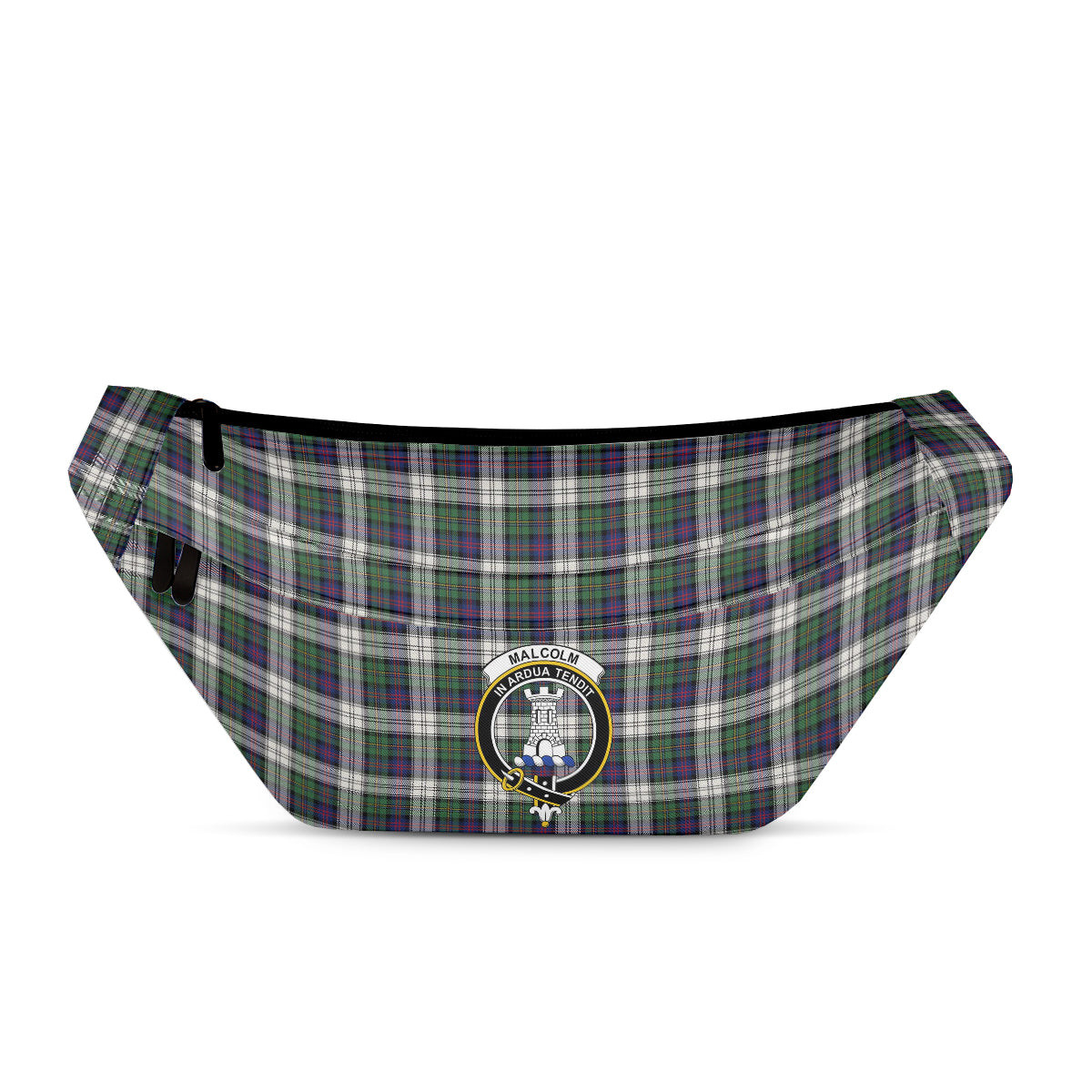 ScotsTee Shop Scottish Malcolm Dress Modern Clan Crest Tartan Fanny Pack Plaid Waist Bag