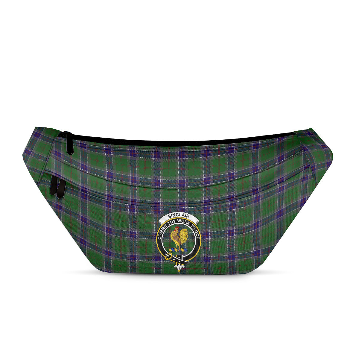 ScotsTee Shop Scottish Sinclair Green Clan Crest Tartan Fanny Pack Plaid Waist Bag