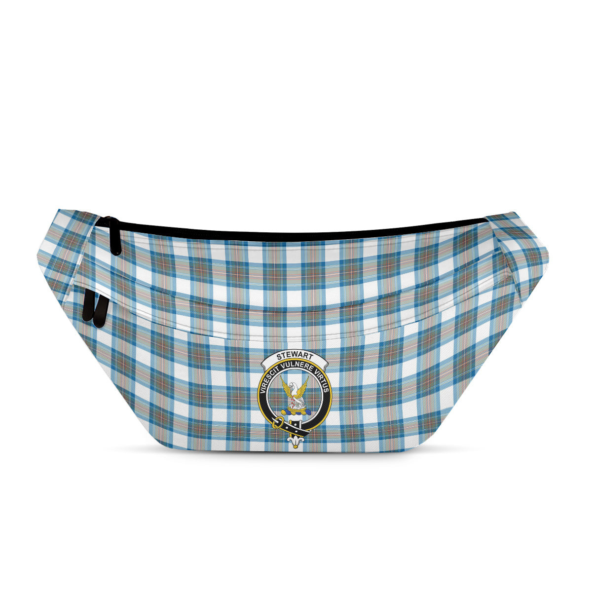 ScotsTee Shop Scottish Stewart Muted Blue Clan Crest Tartan Fanny Pack Plaid Waist Bag