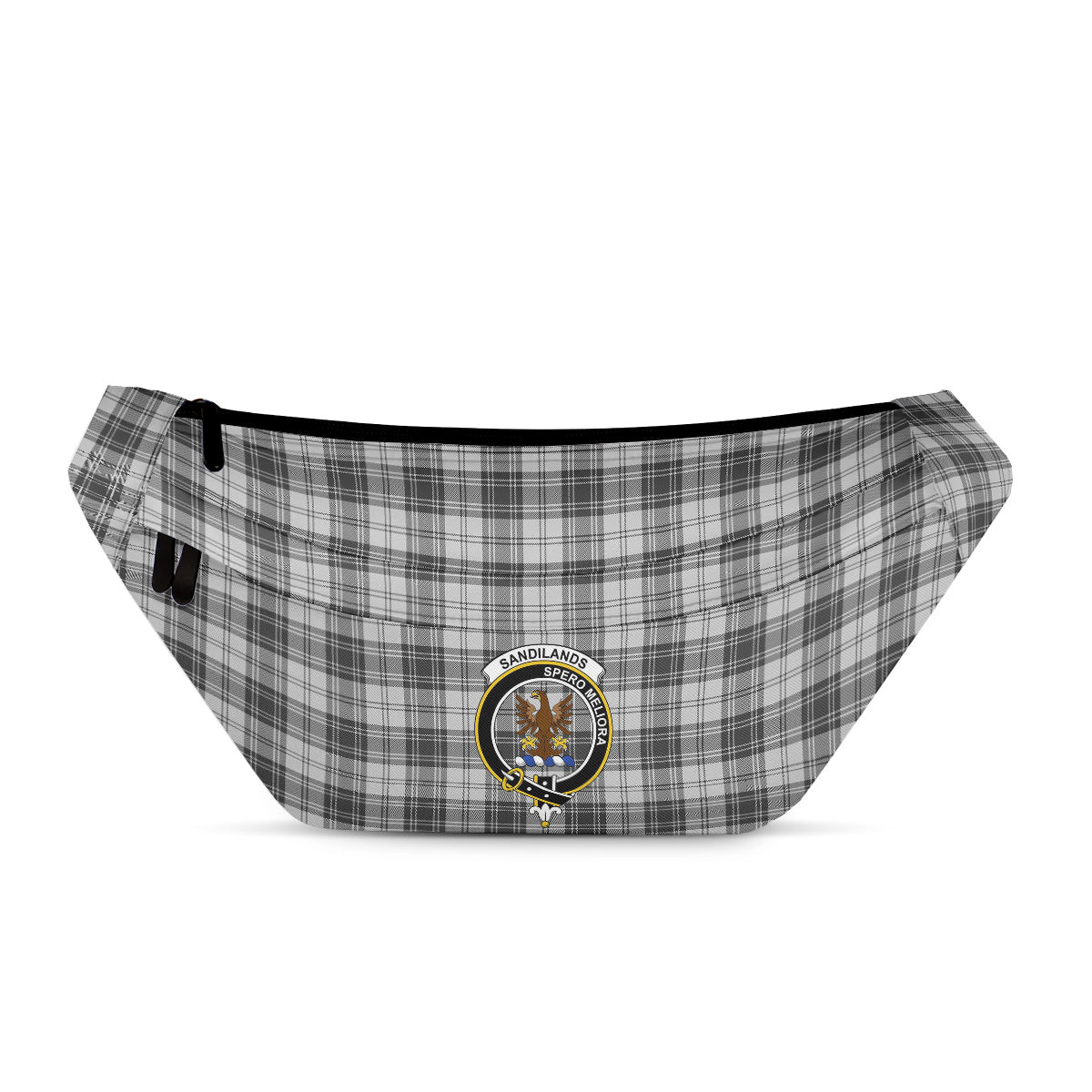 ScotsTee Shop Scottish Sandilands Grey Clan Crest Tartan Fanny Pack Plaid Waist Bag
