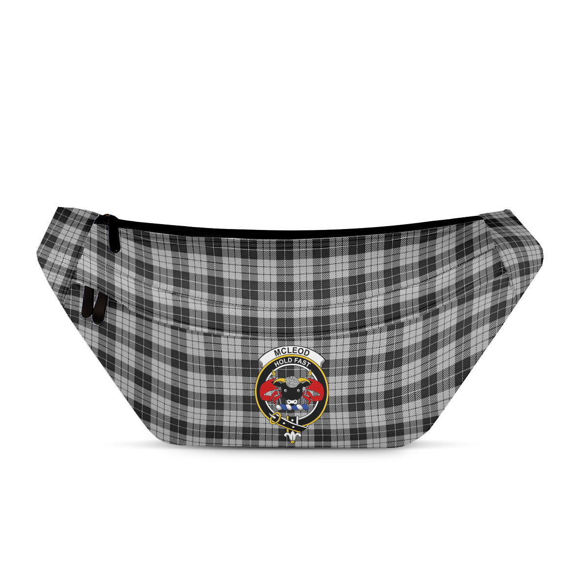ScotsTee Shop Scottish McLeod Black and White Clan Crest Tartan Fanny Pack Plaid Waist Bag