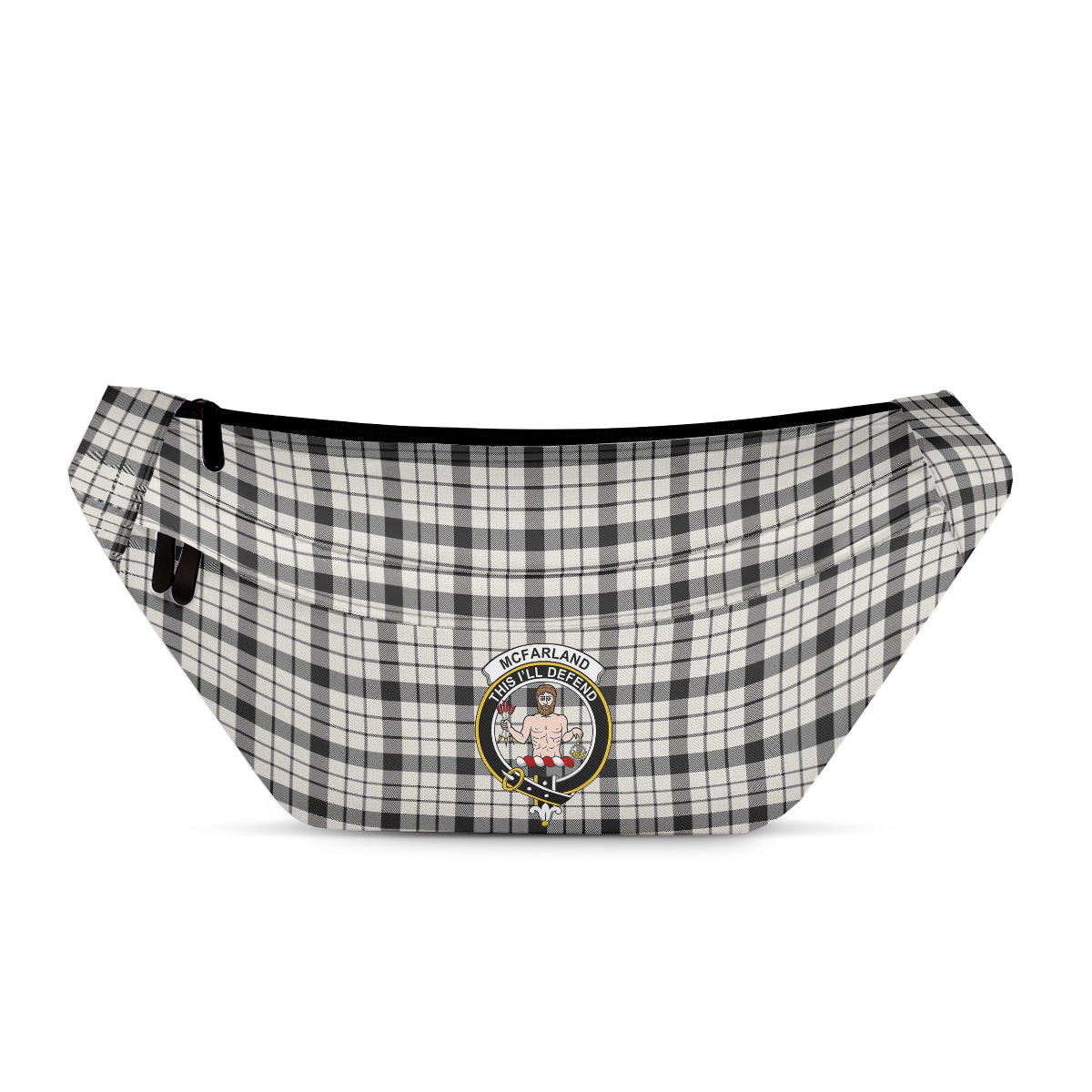 ScotsTee Shop Scottish McFarland Black White Ancient Clan Crest Tartan Fanny Pack Plaid Waist Bag