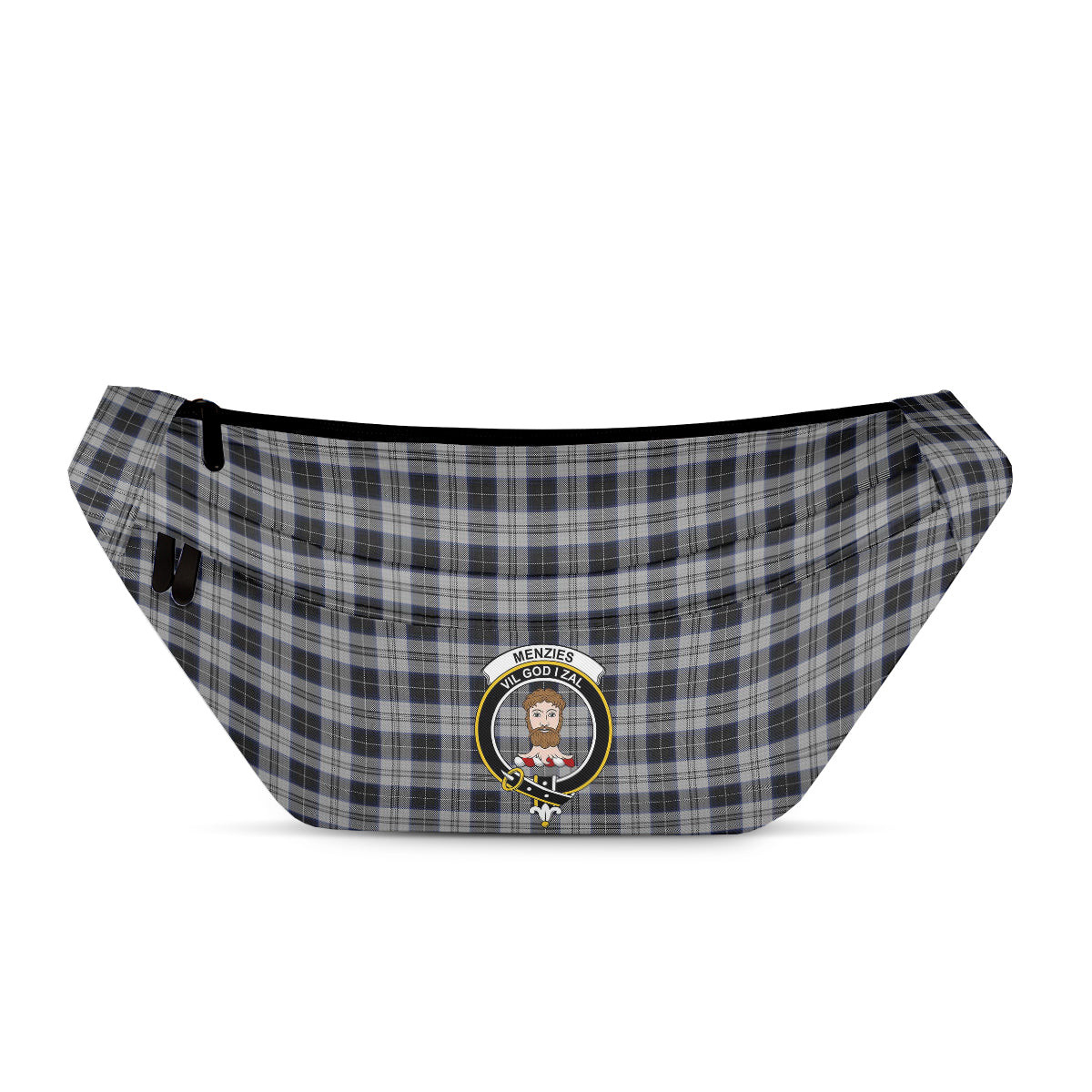 ScotsTee Shop Scottish Menzies Black Dress Clan Crest Tartan Fanny Pack Plaid Waist Bag