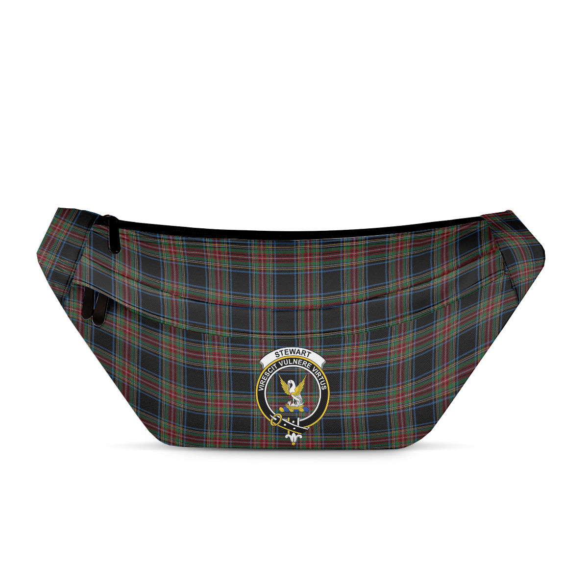 ScotsTee Shop Scottish Stewart Black Ancient Clan Crest Tartan Fanny Pack Plaid Waist Bag