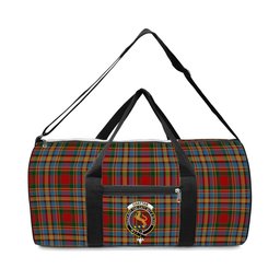 ScotsTee Shop Scottish Chattan brown stripe variation Crest Tartan Travel Bags