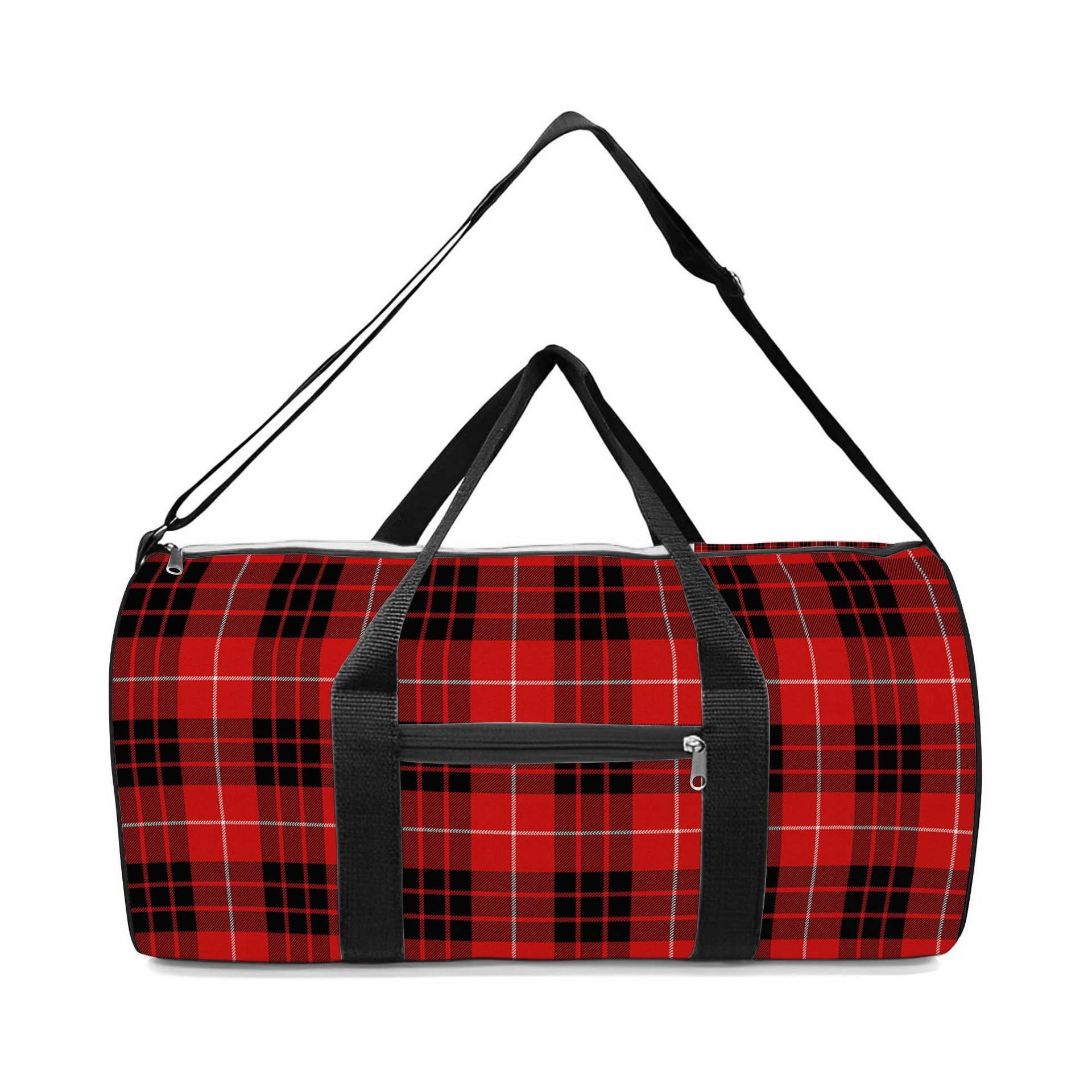 ScotsTee Shop Scottish Monroe Black and Red Modern Crest Tartan Travel Bags