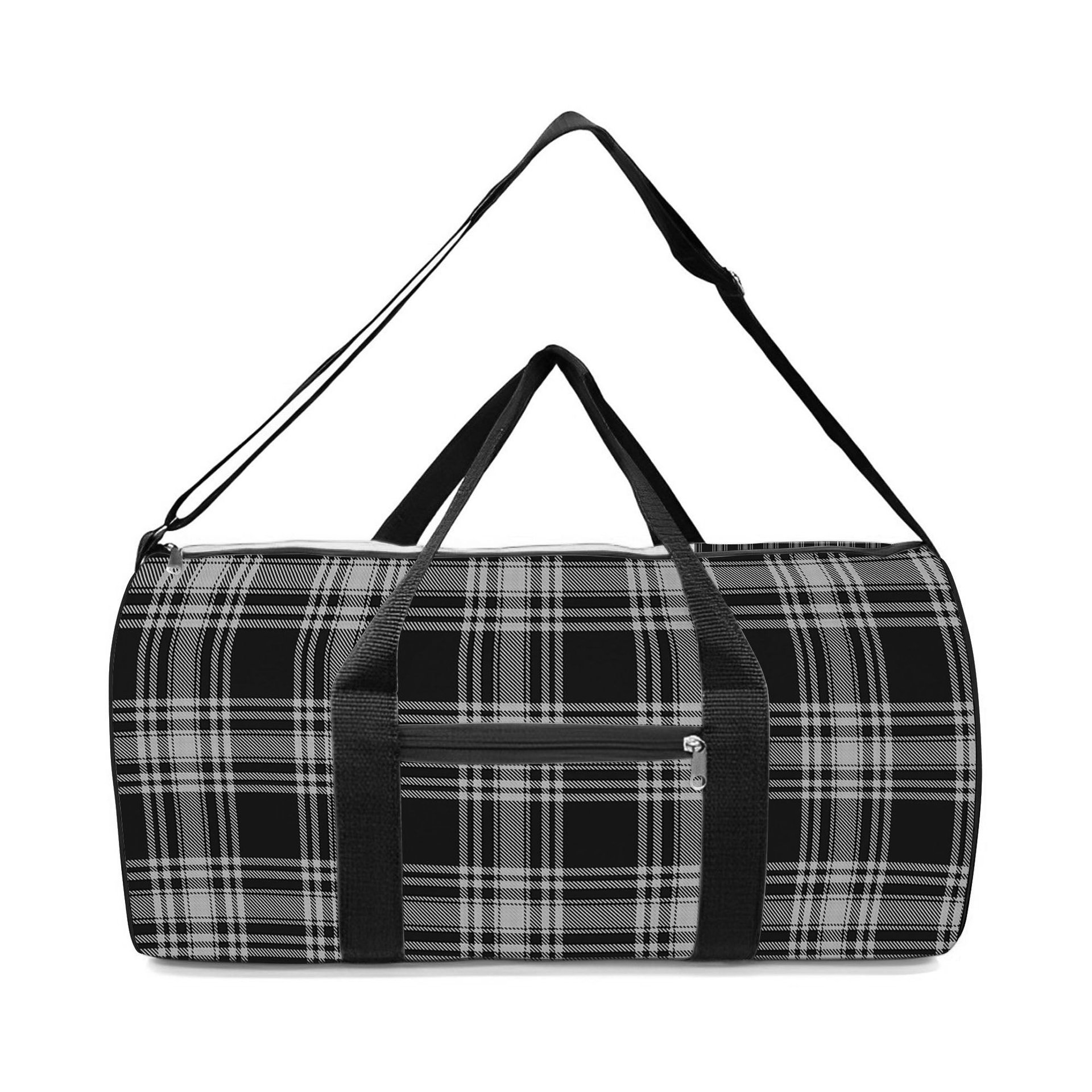 ScotsTee Shop Scottish Menzies Black and White Crest Tartan Travel Bags