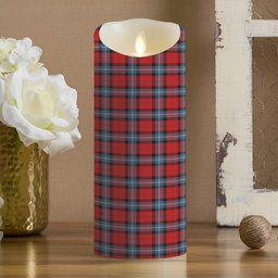 ScotsTee Shop Scottish Baillie of Polkemmet Red Modern Crest Tartan Flameless Candles