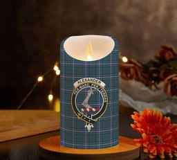 ScotsTee Shop Scottish Alexander of Menstry Hunting Modern Crest Tartan Flameless Candles
