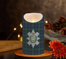 ScotsTee Shop Scottish Black Watch Large Sett Modern Crest Tartan Flameless Candles