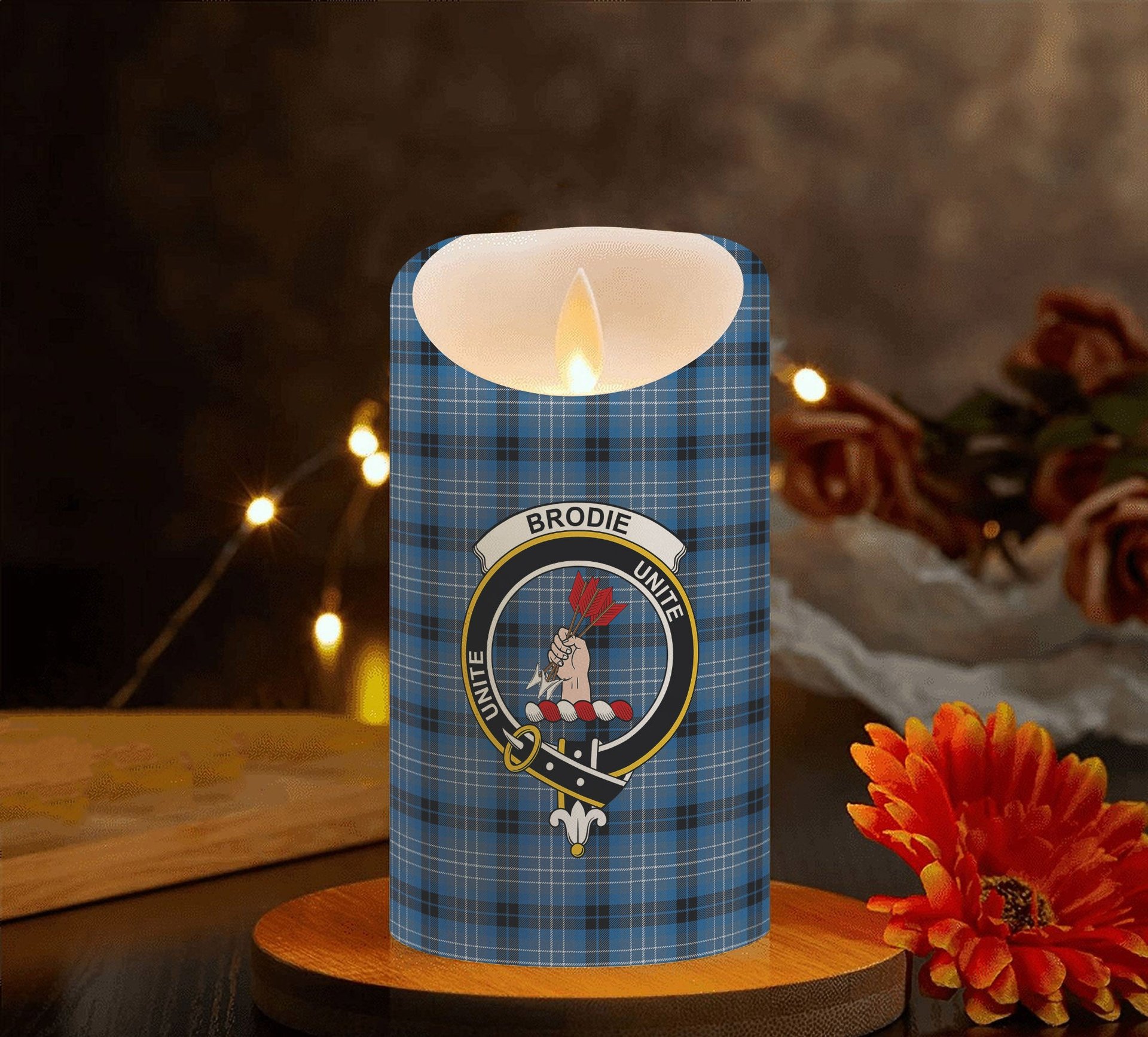 ScotsTee Shop Scottish Brodie Countryfare Ancient Crest Tartan Flameless Candles