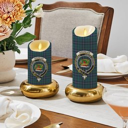 ScotsTee Shop Scottish Douglas Green Modern Crest Tartan Flameless Candles
