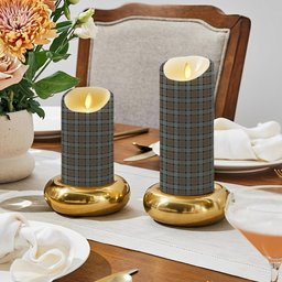 ScotsTee Shop Scottish Graham of Menteith Weathered Crest Tartan Flameless Candles