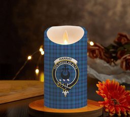 ScotsTee Shop Scottish Hannay Blue Modern Crest Tartan Flameless Candles