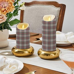 ScotsTee Shop Scottish MacBain Dress Modern Crest Tartan Flameless Candles