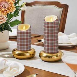 ScotsTee Shop Scottish MacAlister Dress Modern Crest Tartan Flameless Candles