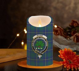 ScotsTee Shop Scottish Irvine of Bonshaw Modern Crest Tartan Flameless Candles