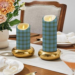 ScotsTee Shop Scottish Irvine of Glentulchan Modern Crest Tartan Flameless Candles