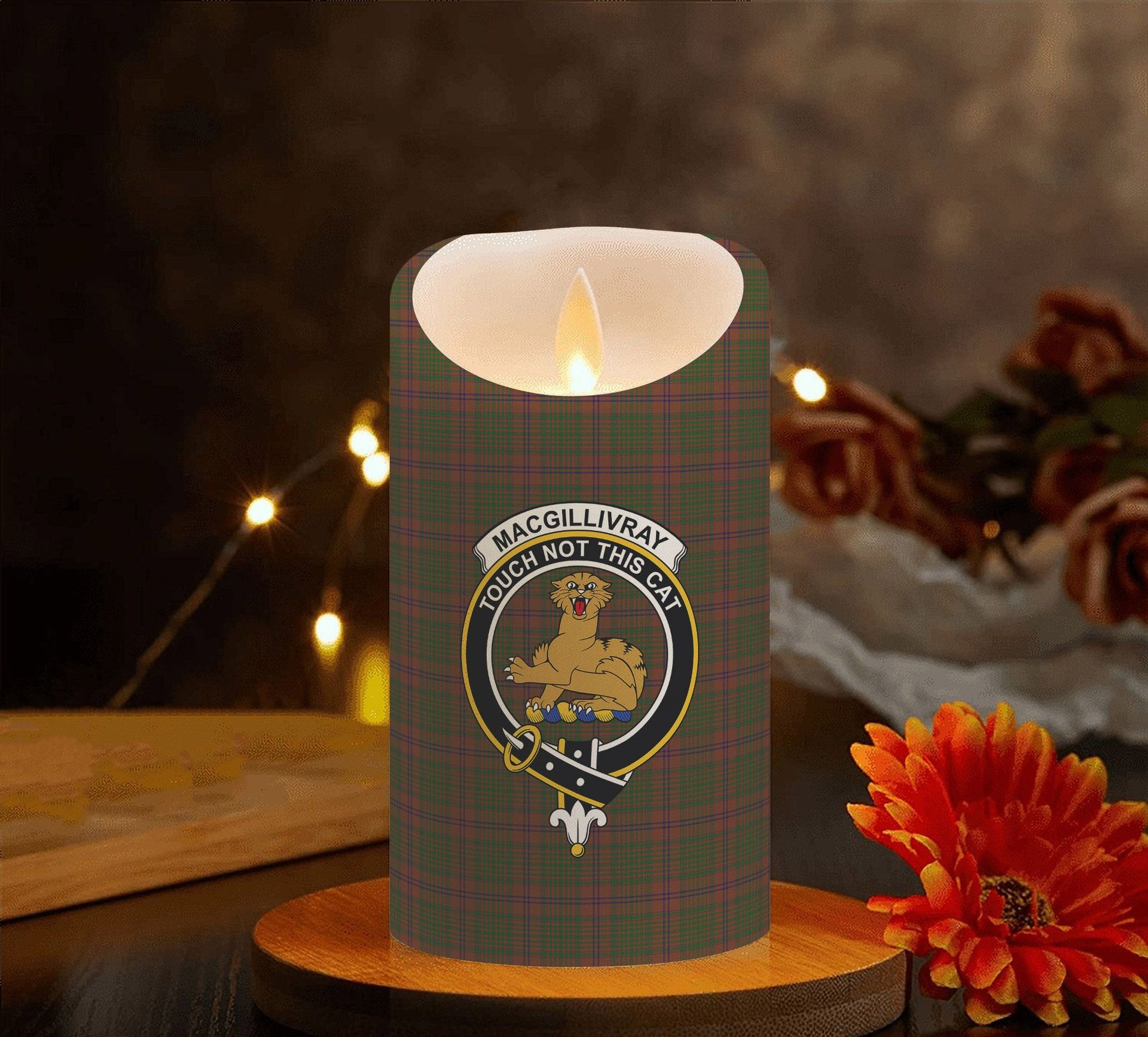 ScotsTee Shop Scottish MacGillivray Hunting Crest Tartan Flameless Candles
