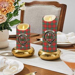 ScotsTee Shop Scottish MacLaine of Loch Buie Crest Tartan Flameless Candles