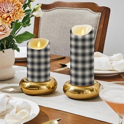 ScotsTee Shop Scottish McFie Black & White Ancient Crest Tartan Flameless Candles