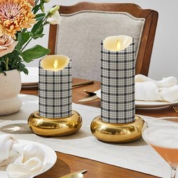 ScotsTee Shop Scottish McFarland Black White Modern Crest Tartan Flameless Candles