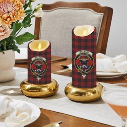 ScotsTee Shop Scottish McLeod Black and Red Crest Tartan Flameless Candles