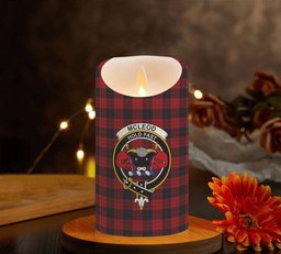 ScotsTee Shop Scottish McLeod Black and Red Crest Tartan Flameless Candles