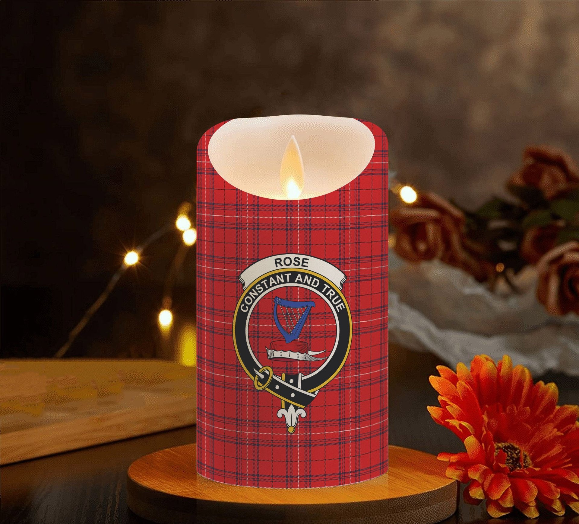ScotsTee Shop Scottish Rose of Kilravock Modern Crest Tartan Flameless Candles