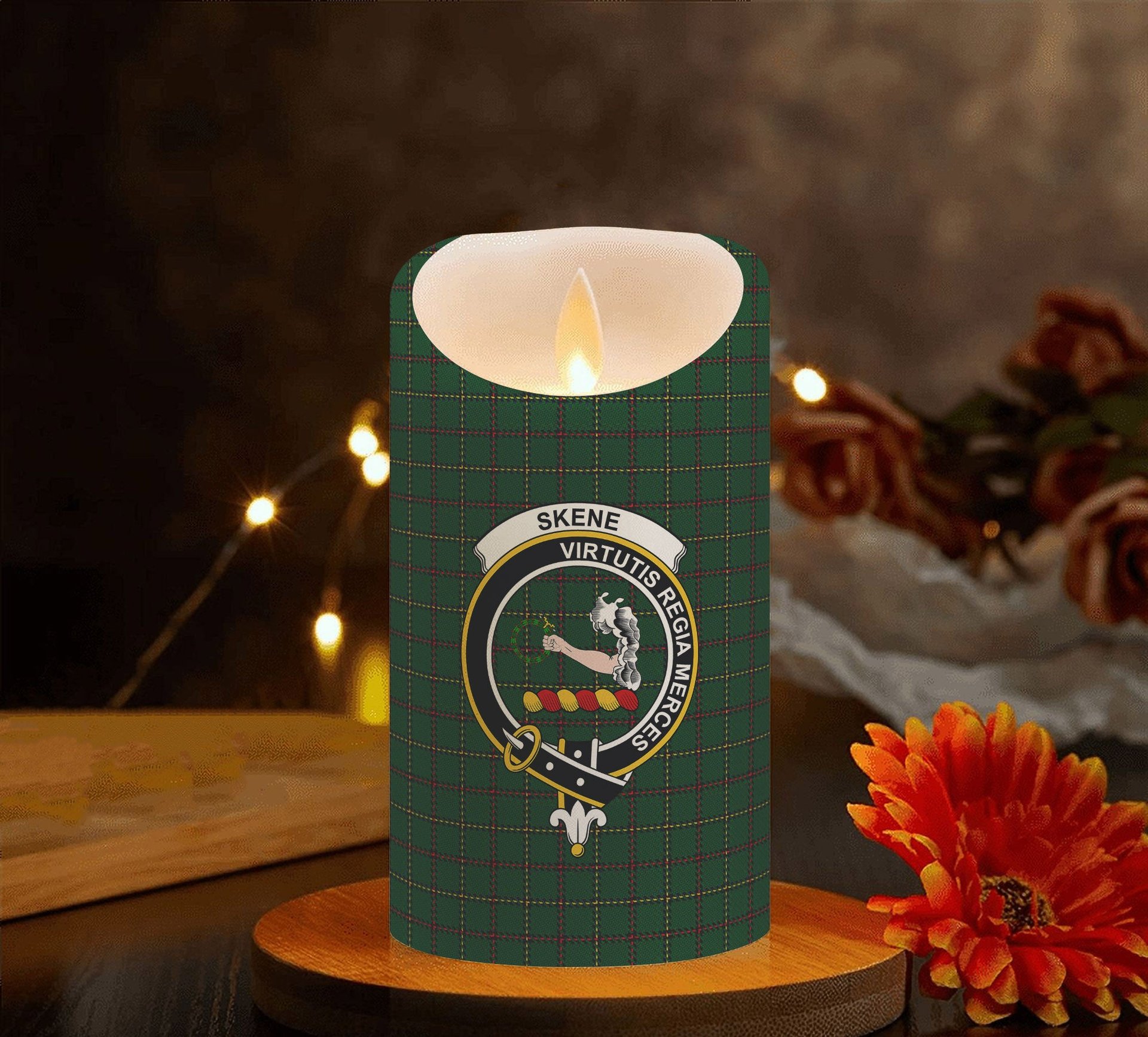 ScotsTee Shop Scottish Skene Hunting Crest Tartan Flameless Candles