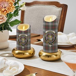 ScotsTee Shop Scottish Stewart Dress Crest Tartan Flameless Candles