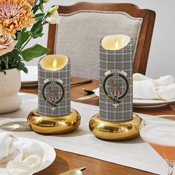 ScotsTee Shop Scottish Scott Black and White Ancient Crest Tartan Flameless Candles