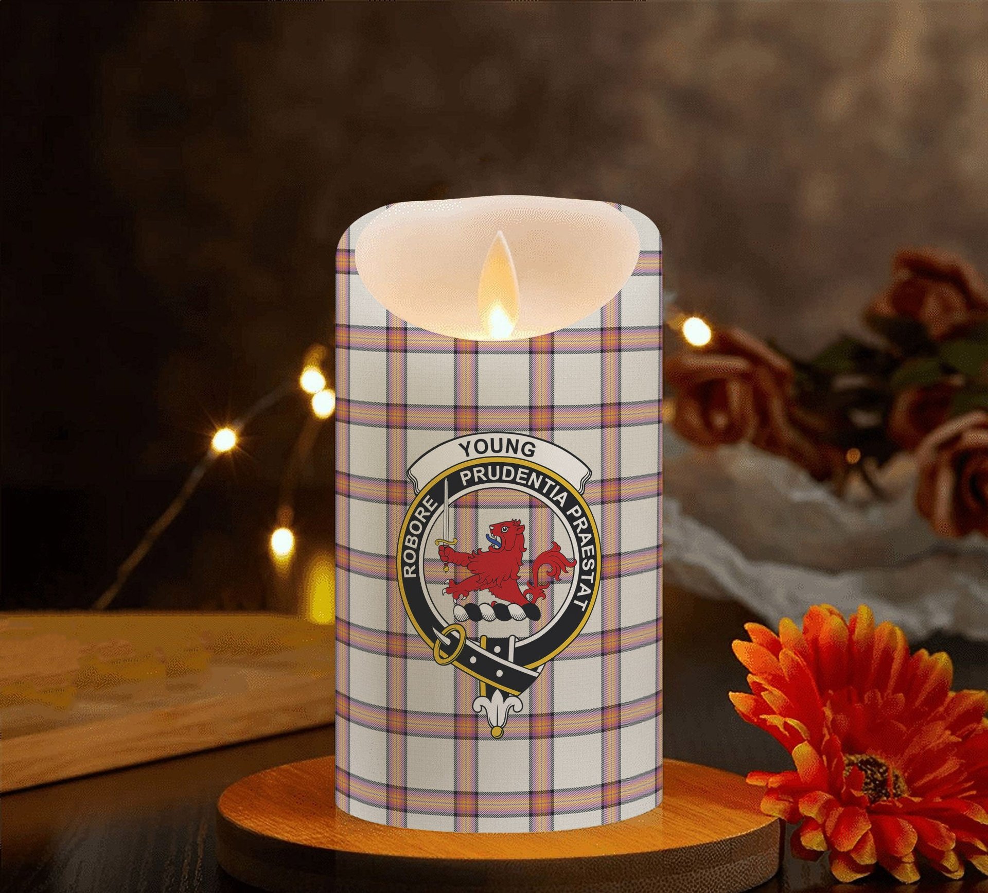 ScotsTee Shop Scottish Young Christina Ancient Crest Tartan Flameless Candles