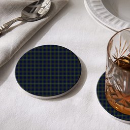 ScotsTee Shop Scottish Bruce of Crionaich Tartan Drinks Coasters – Wood, Rubber, Ceramic