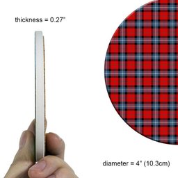 ScotsTee Shop Scottish Baillie of Polkemmet Red Modern Tartan Drinks Coasters – Wood, Rubber, Ceramic
