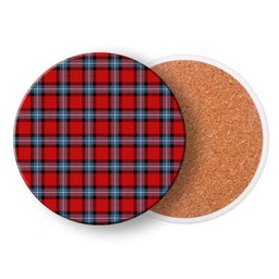 ScotsTee Shop Scottish Baillie of Polkemmet Red Modern Tartan Drinks Coasters – Wood, Rubber, Ceramic