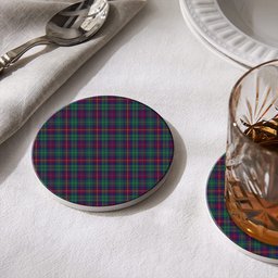 ScotsTee Shop Scottish Cairns of Finavon Modern Tartan Drinks Coasters – Wood, Rubber, Ceramic