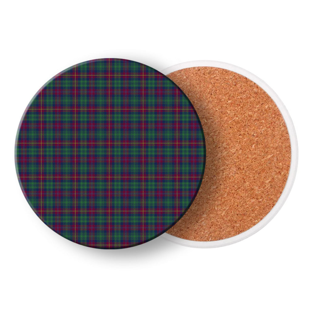 ScotsTee Shop Scottish Cairns of Finavon Modern Tartan Drinks Coasters – Wood, Rubber, Ceramic