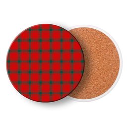 ScotsTee Shop Scottish Donald of the Isles Red Modern Tartan Drinks Coasters – Wood, Rubber, Ceramic